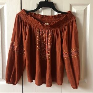 Hollister Off-the-Shoulder Burnt Orange Blouse